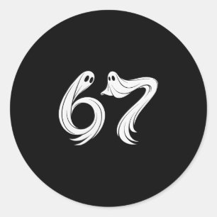 Lustiges Sechs Sieben 6 7 Meme 67 Design Geist Hal Runder Aufkleber