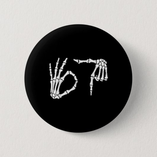 Lustiges Sechs Sieben 6 7 Meme 67 Skelett Hand Hal Button (Vorderseite)