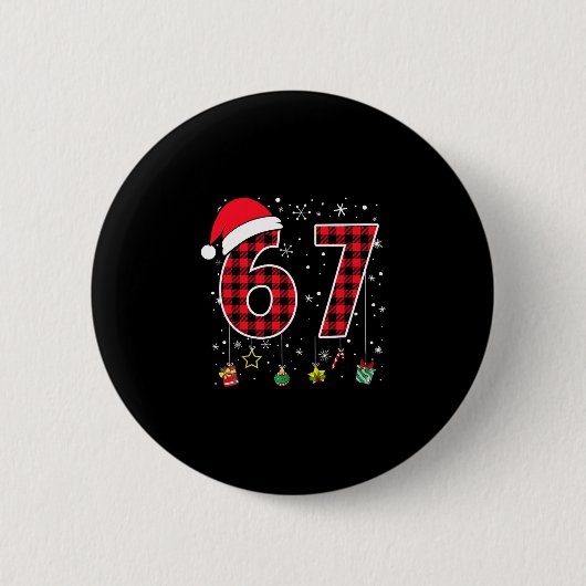 Lustiges Sechs Sieben 6 7 Meme 67 Weihnachten Rot Button (Vorderseite)