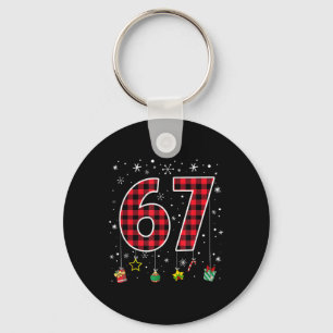Lustiges Sechs Sieben 6 7 Meme 67 Weihnachten Rot  Schlüsselanhänger