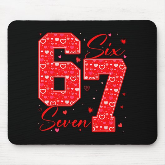 Lustiges Sechs Sieben 6 7 Meme Herzen Cupid Valent Mousepad (Vorne)