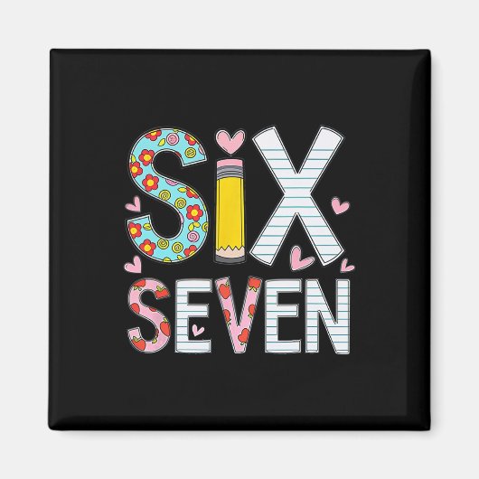 Lustiges Sechs Sieben 6 7 Meme Lehrer Design Für M Magnet (Vorne)