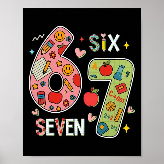 Lustiges Sechs Sieben 6 7 Meme Lehrer Design Für M Poster (Vorne)