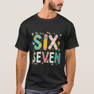Lustiges Sechs Sieben 6 7 Meme-Lehrer-Design für M T-Shirt