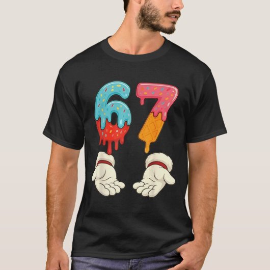 Lustiges Sechs Sieben 6 7 Meme Weihnachten Eiscrem T-Shirt (Vorderseite)