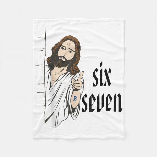 Lustiges Sechs Sieben Brainrot Meme 6 7 Viral Gen  Fleecedecke (Vorderseite)