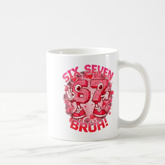 Lustiges Sechs Sieben Bruh 67 Brainrot Meme Valent Kaffeetasse (Rechts)