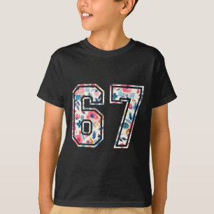 Lustiges Sechs Sieben Floral 67 Meme Gen Alpha Sla T-Shirt
