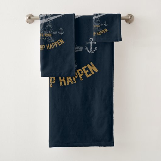 Lustiges Seemann-Geschenk, Geschenk-Kapitän Retro Badhandtuch Set (Insitu)