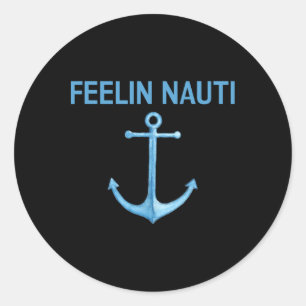 Lustiges Segelboot T-Shirt Geschenk  Runder Aufkleber