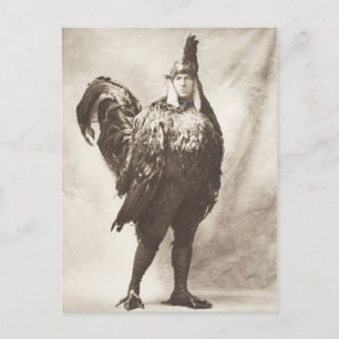 Lustiges seltsames Vintage-Foto eines Hühnerkostüm Postkarte