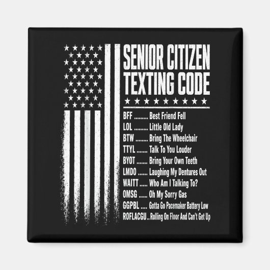 Lustiges Senioren-Textcode-Design für Magnet (Vorne)