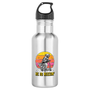 Lustiges Sensenmann-Scooter-Retro-Sonnenuntergangs Edelstahlflasche