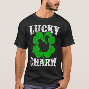 Lustiges Shamrock-Blatt Glücksbringer Perserkatze  T-Shirt
