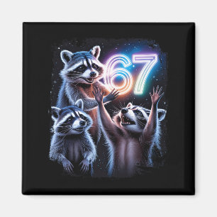 Lustiges Shirt 67 Meme Waschbären beten Mond an Magnet