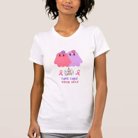 lustiges Shirt Brustkrebsbewusstsein mit Geist (Vorderseite)