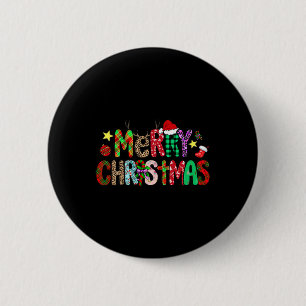 Lustiges Shirt Weihnachtslichter Rote Mütze Santa Button