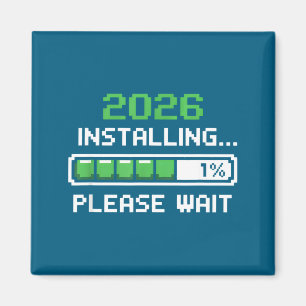 Lustiges Shirt wird installiert Bitte warten Pixel Magnet