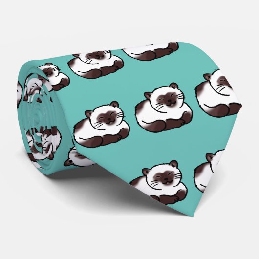 lustiges siamisches Katzenmuster Krawatte (Gerollt)