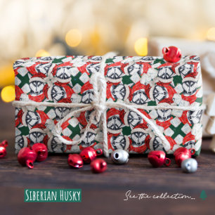 Lustiges Sibirisches Husky-Weihnachtsmuster Geschenkpapier