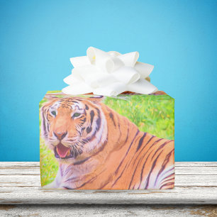 Lustiges Sibirisches Tiger Buntes Einwickelpapier Geschenkpapier