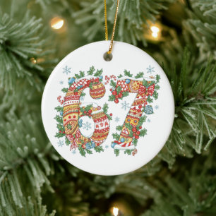 Lustiges Six Seven 67 Brainrot Meme 6 7 Weihnachte Keramik Ornament