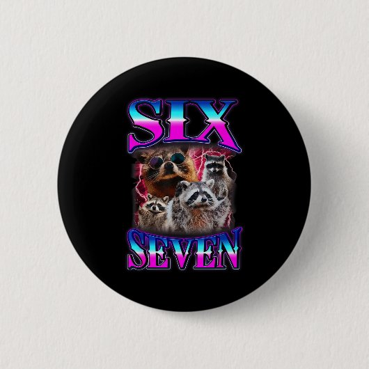 Lustiges Six Seven 67 Meme 67 Waschbär Meme Bootle Button (Vorderseite)