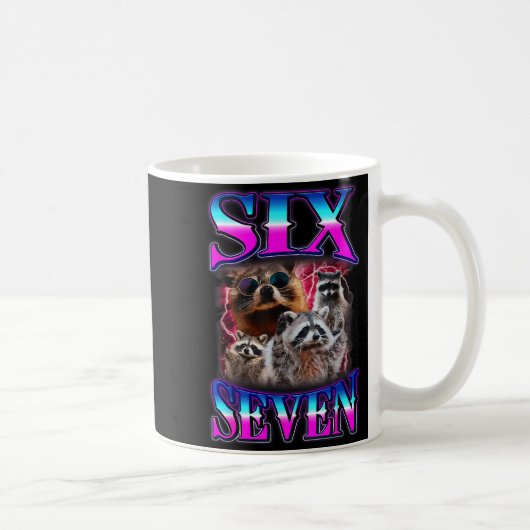 Lustiges Six Seven 67 Meme 67 Waschbär Meme Bootle Kaffeetasse (Rechts)
