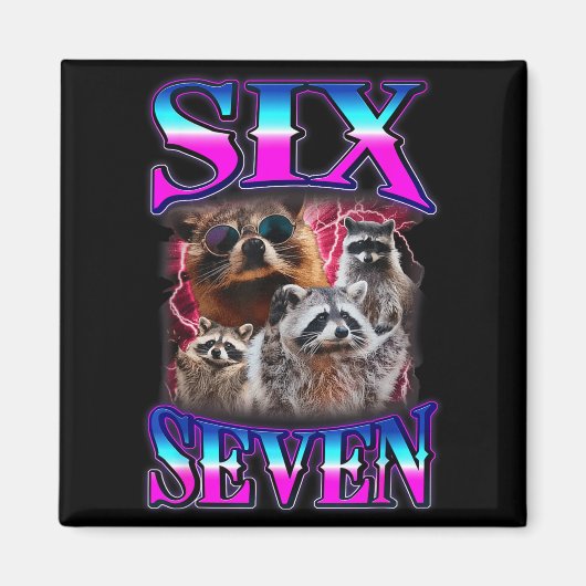 Lustiges Six Seven 67 Meme 67 Waschbär Meme Bootle Magnet (Vorne)
