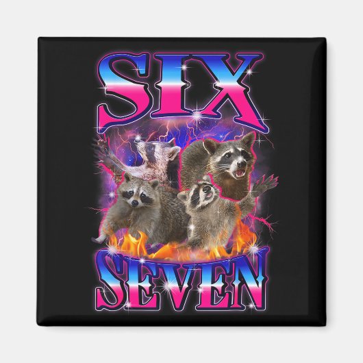 Lustiges Six Seven 67 Meme 67 Waschbär Meme Bootle Magnet (Vorne)