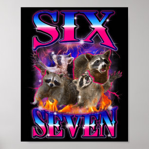 Lustiges Six Seven 67 Meme 67 Waschbär Meme Bootle Poster