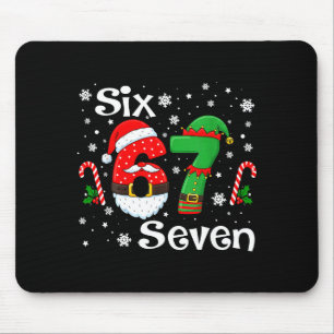Lustiges Six Seven 67 Meme 6 7 Elf Santa Weihnacht Mousepad