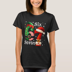 Lustiges Six Seven 67 Meme 6 7 Elf Santa Weihnacht T-Shirt
