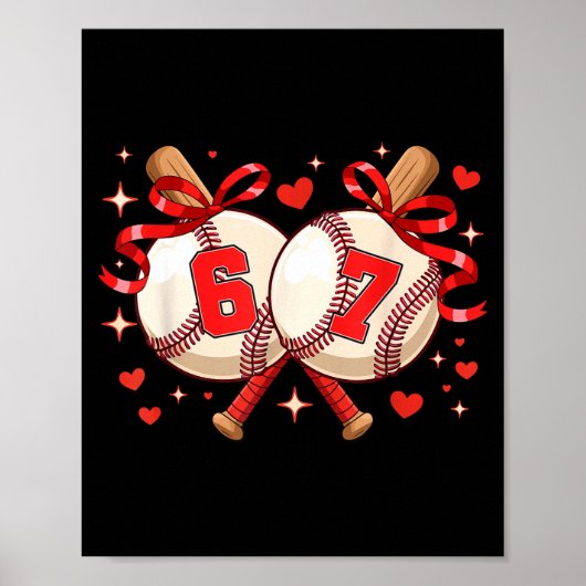 Lustiges Six Seven 67 Meme Baseball Poster (Vorne)