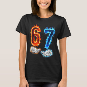 Lustiges Six Seven 67 Meme Hände Jungen Kinder Fla T-Shirt