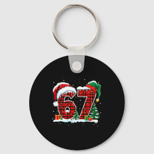 Lustiges Six Seven 6 7 Meme 67 Weihnachten Rot Kar Schlüsselanhänger