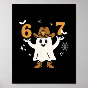 Lustiges Six Seven 6 7 Meme Cowboy Geist Halloween Poster