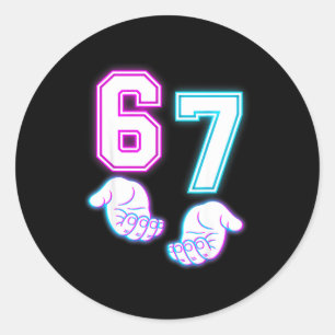 Lustiges Six Seven 6 7 Meme Gen Alpha Slang 6 7 Gl Runder Aufkleber