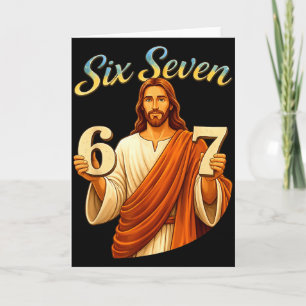 Lustiges Six Seven 6 7 Meme Jesus Christliche Männ Karte