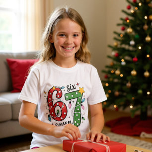 Lustiges Six Seven 6 7 Meme Weihnachtslichter Kind T-Shirt