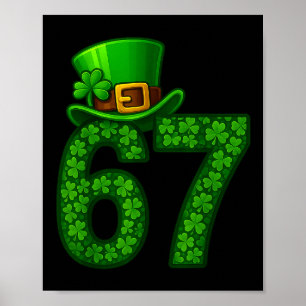Lustiges Six Seven Meme 67 St Patricks Day Shamroc Poster