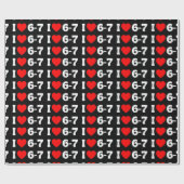Lustiges Six Seven Meme „Ich liebe 6-7“ Muster Geschenkpapier (Flach)