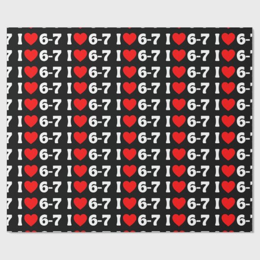 Lustiges Six Seven Meme „Ich liebe 6-7“ Muster Geschenkpapier (Flach)