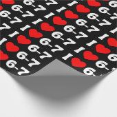 Lustiges Six Seven Meme „Ich liebe 6-7“ Muster Geschenkpapier (Ecke)