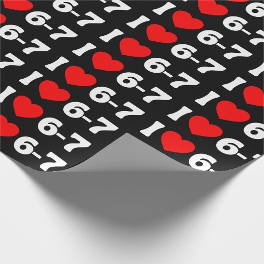 Lustiges Six Seven Meme „Ich liebe 6-7“ Muster Geschenkpapier (Ecke)
