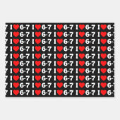 Lustiges Six Seven Meme „Ich liebe 6-7“ Muster Geschenkpapier Set (Vorderseite 3)
