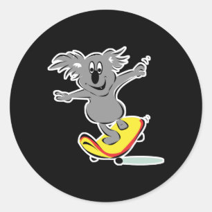 lustiges Skateboard fahrendes Koala-Bärchen Runder Aufkleber