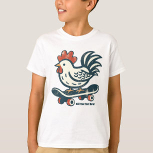 Lustiges Skateboarding-Bauernhof-Huhn Personalisie T-Shirt