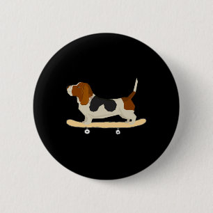 Lustiges Skateboarding Bett Hound Hund Geschenk Button