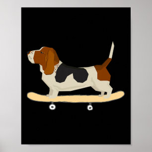 Lustiges Skateboarding Bett Hound Hund Geschenk Poster